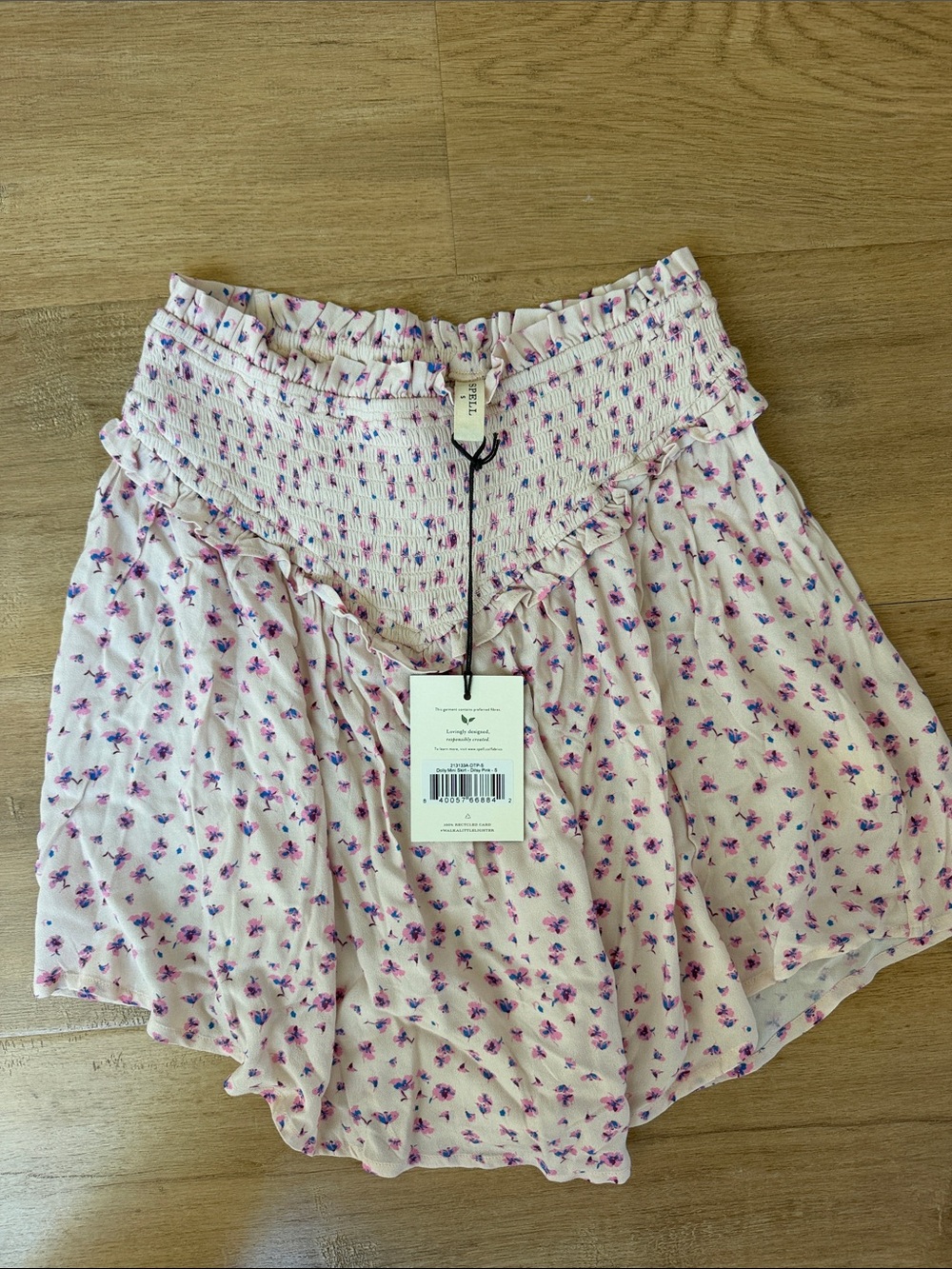 Spell Pink Floral Smocked Circle Skirt